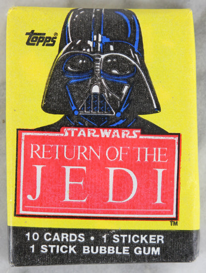 Topps Star Wars Return of the Jedi Collectible Trading Cards, One Wax Pack, Darth Vader Wrapper, 1983