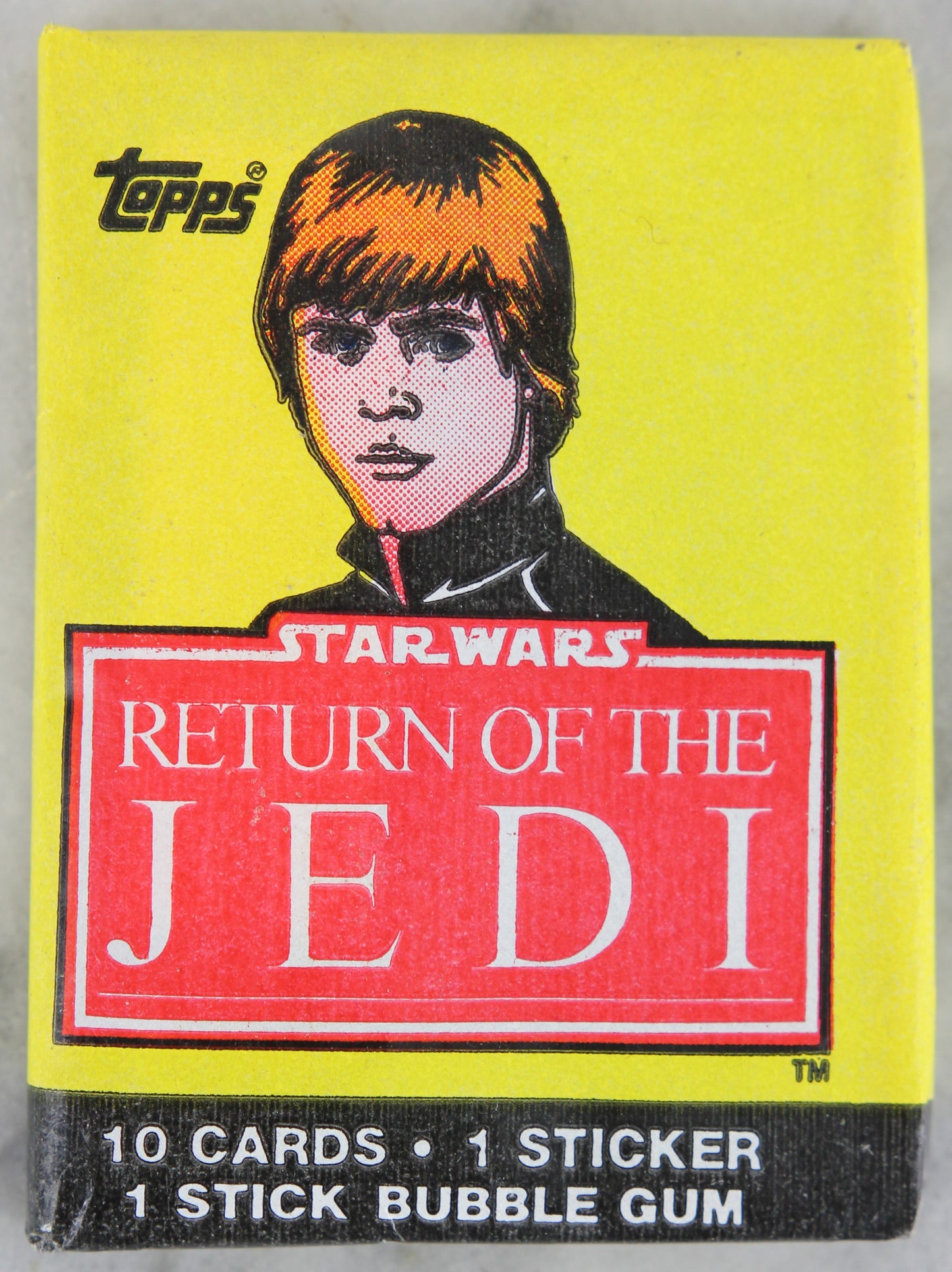 Topps Star Wars Return of the Jedi Collectible Trading Cards, One Wax Pack, Luke Skywalker Wrapper, 1983