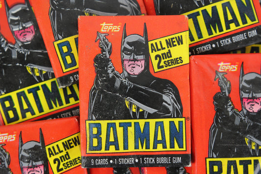 Topps Batman Collectible Trading Cards, 2nd Series, One Wax Pack, Batman Wrapper, 1989