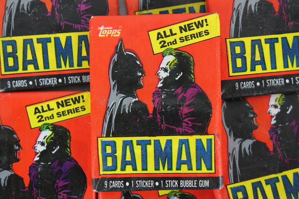 Topps Batman Trading Cards, 2nd Series, Batman and Joker Wrapper, 1989 - Three (3) Wax Packs