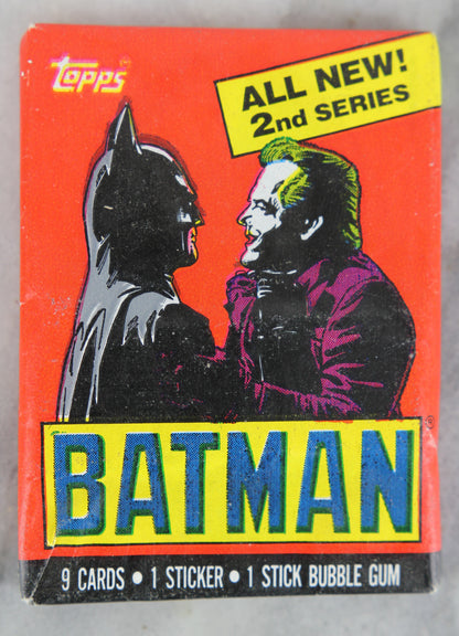 Topps Batman Trading Cards, 2nd Series, Batman and Joker Wrapper, 1989 - Three (3) Wax Packs
