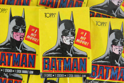 Topps Batman Trading Cards, 1st Series, Batman Wrapper, 1989 - Three (3) Wax Packs