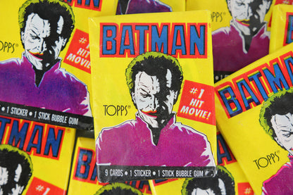 Topps Batman Collectible Trading Cards, 1st Series, One Wax Pack, Joker Wrapper, 1989