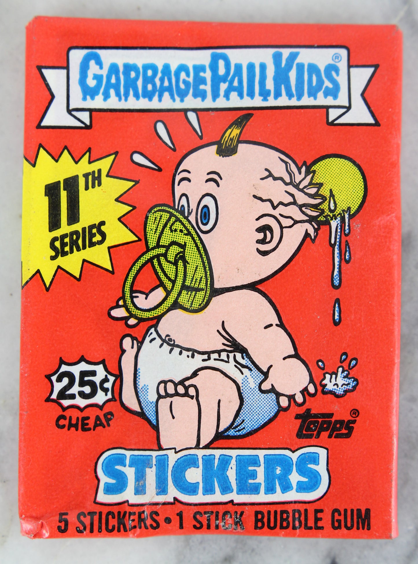 Topps Garbage Pail Kids 11th Series Collectible Trading Card Stickers, One Wax Pack, 1987