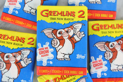 Topps Gremlins 2: The New Batch Trading Cards, Gizmo Wrapper, 1990 - Three (3) Wax Packs