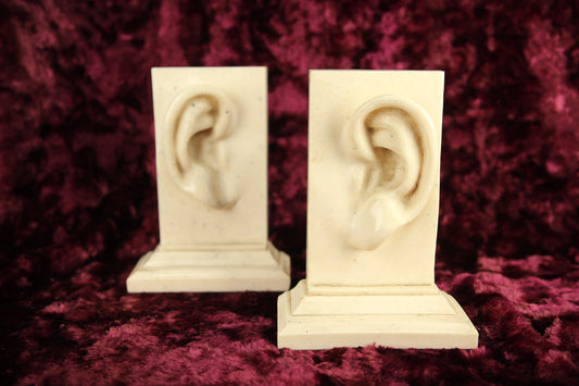 Vintage Pop Art Faux Marble Resin Ear Bookends by C2C Designs, Pair