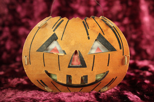 Vintage 1940s Cardboard Jack-O-Lantern JOL Pumpkin