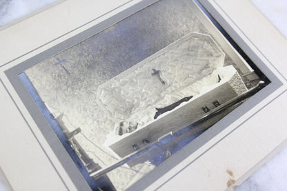 Postmortem Matted Photograph of Little Boy in Coffin with Crucifix