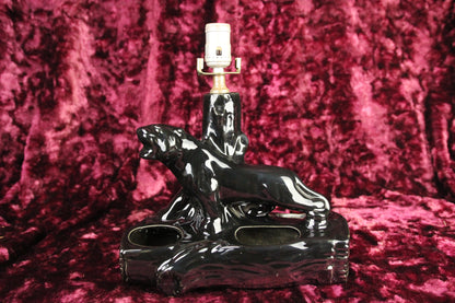 Vintage Black Panther Ceramic Lamp and Planter