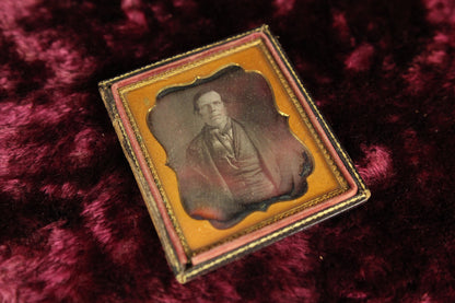 Sixth Plate Daguerreotype Photograph of a Man in a Half Union Case