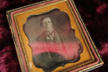 Sixth Plate Daguerreotype Photograph of a Man in a Half Union Case
