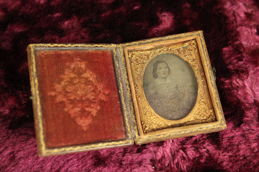 Ninth Plate Tintype Photograph of a Young Woman in a Full Union Case