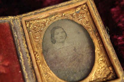 Ninth Plate Tintype Photograph of a Young Woman in a Full Union Case