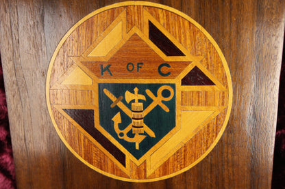 Folk Art Knights of Columbus Logo Handmade Inlaid Wooden Plaque