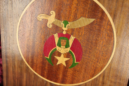 Folk Art Shriners Freemasons Logo Handmade Inlaid Wooden Plaque
