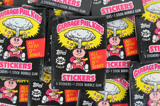 Topps Garbage Pail Kids 5th Series Collectible Trading Card Stickers, One Wax Pack, 1986