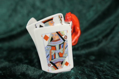 Royal Bayreuth Devil Playing Cards Painted Porcelain Creamer Pitcher, 4"