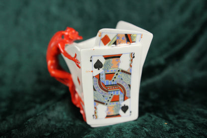 Royal Bayreuth Devil Playing Cards Painted Porcelain Creamer Pitcher, 4"