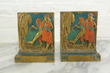 Art Deco Handpainted Figural Bookends by Pompeian Bronze Co., 1921