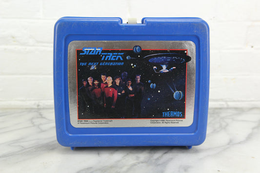 Star Trek The Next Generation Thermos Brand Blue Plastic Lunchbox, 1988