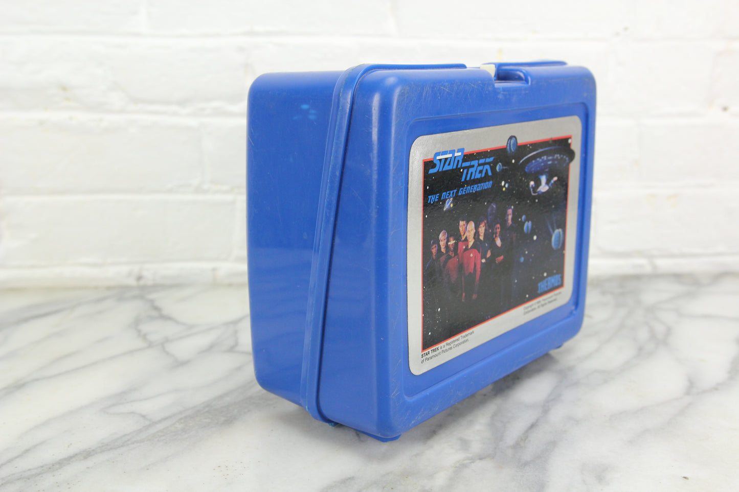 Star Trek The Next Generation Thermos Brand Blue Plastic Lunchbox, 1988