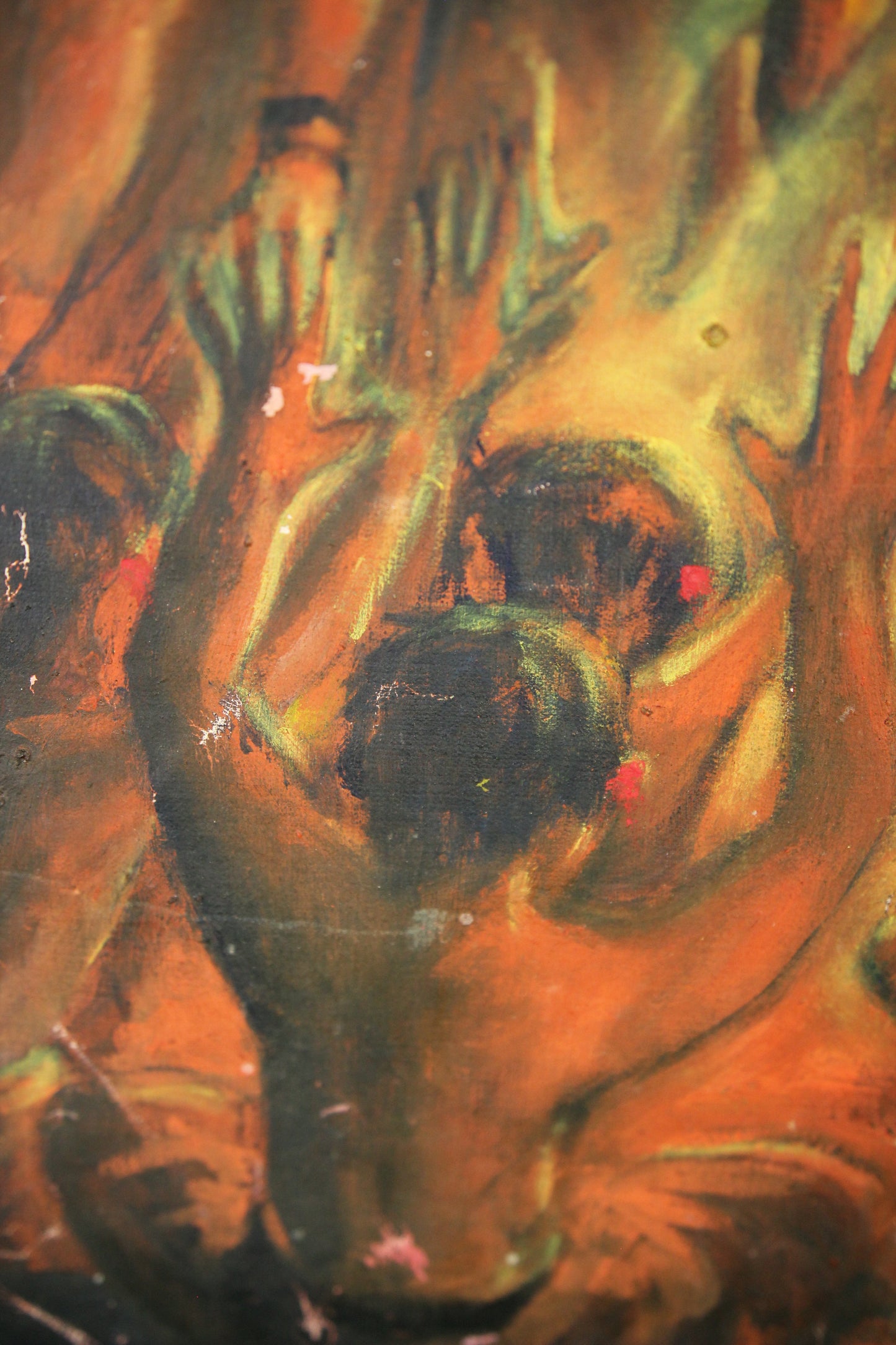 Artist Signed Oil on Canvas Painting of a Spiritual Ceremony, 1973