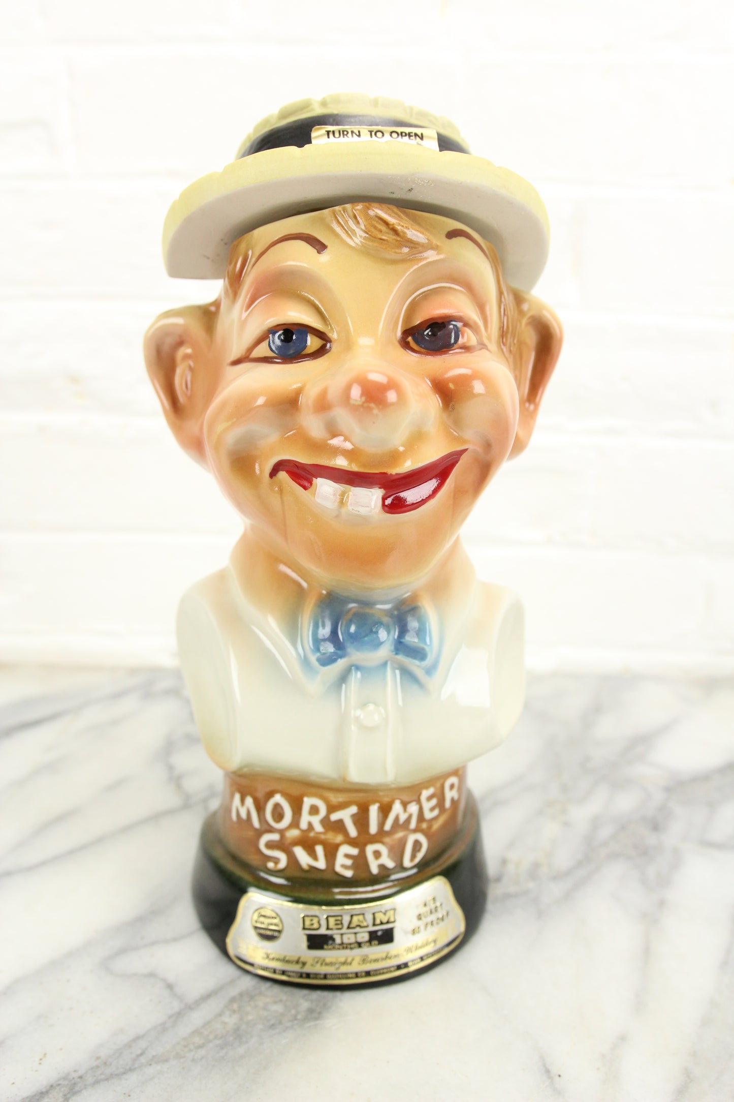 Mortimer Snerd Ventriloquist Dummy Jim Beam Whiskey Decanter, 1976