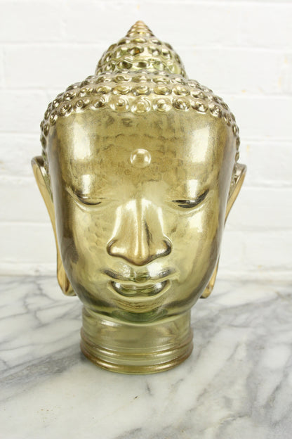 Gold-Tinted Glass Buddha Head