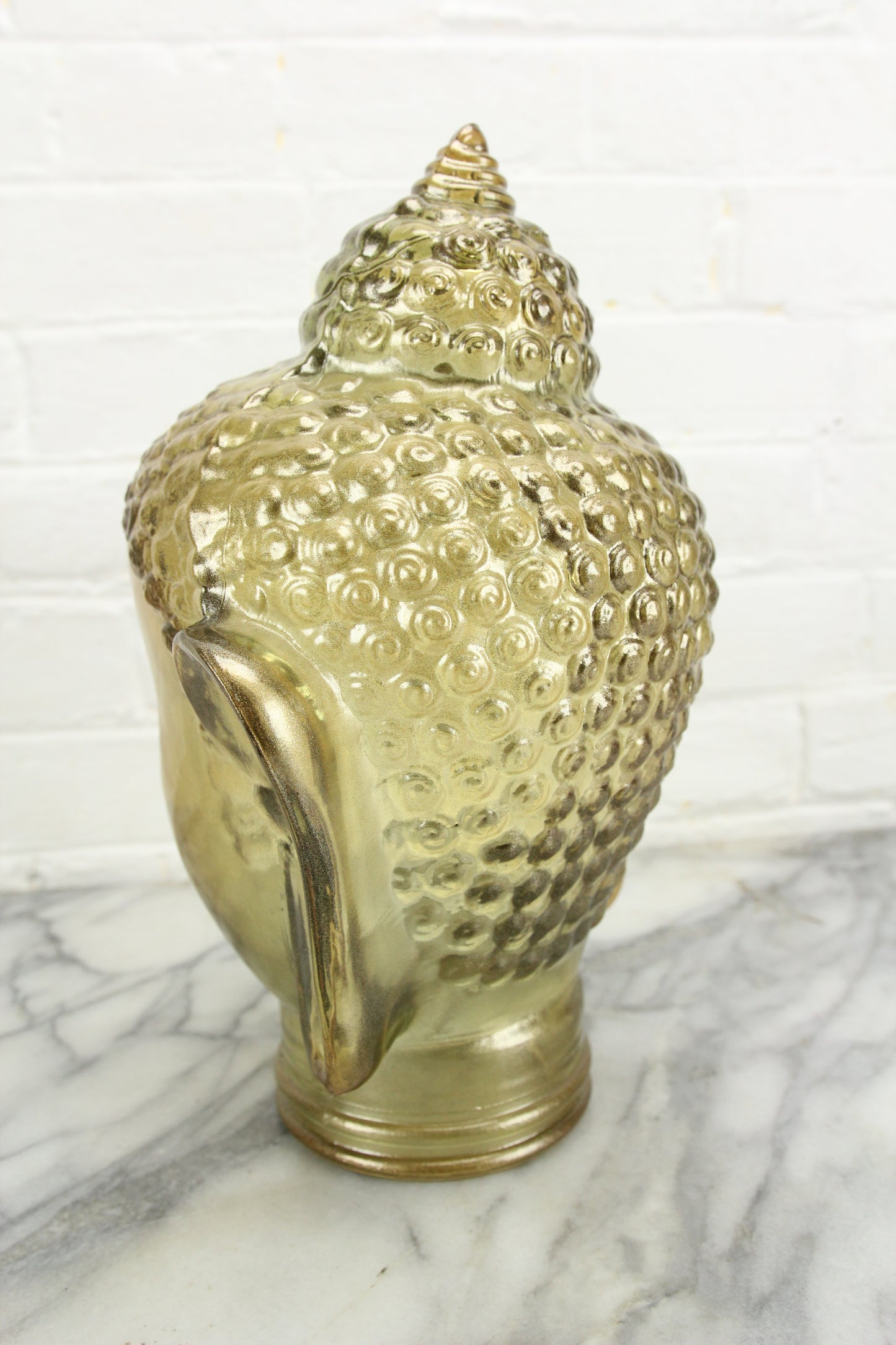 Gold-Tinted Glass Buddha Head