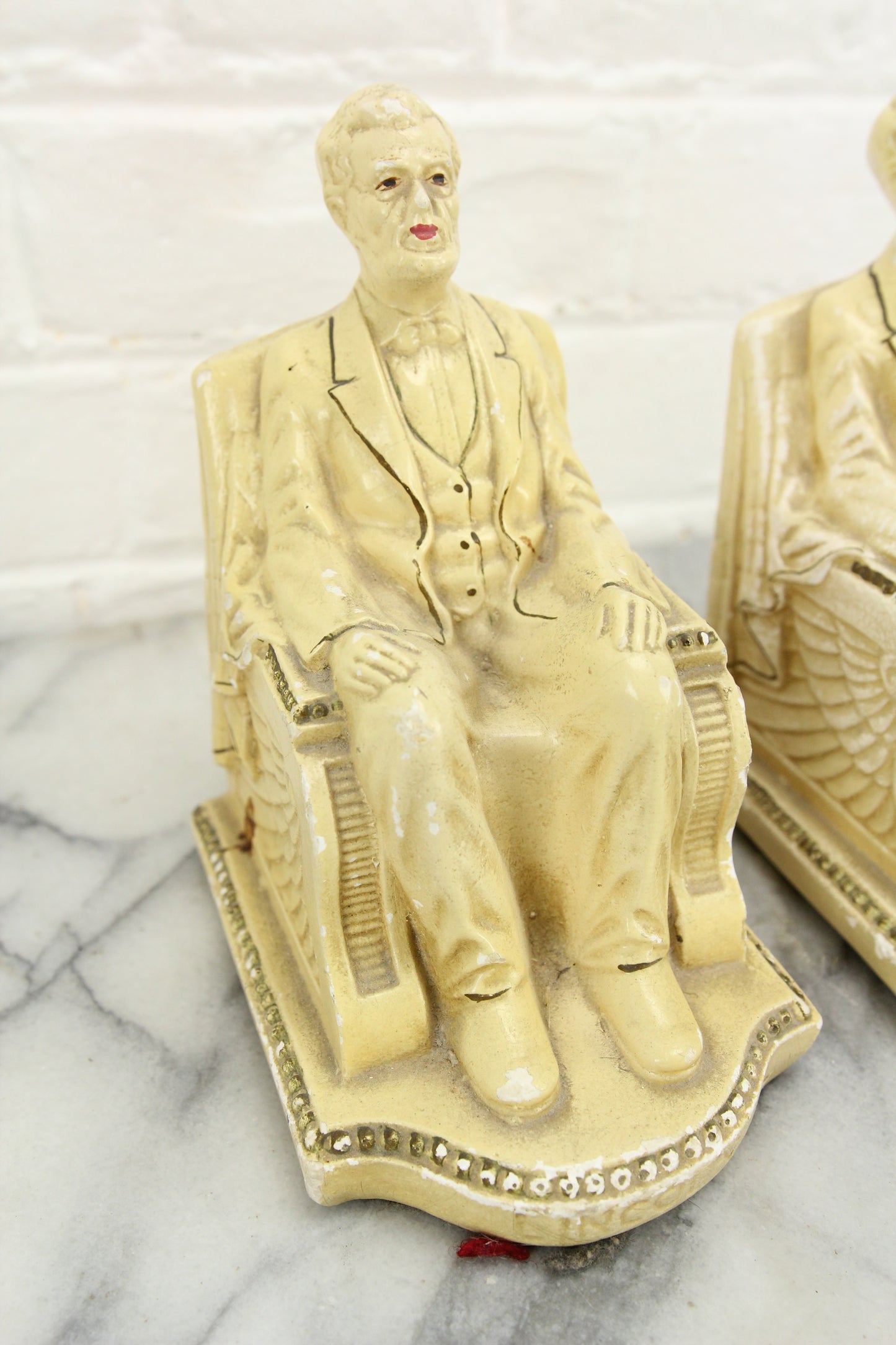 Chalkware Abraham Lincoln Bookends by Roman Art Co. Inc., 1924