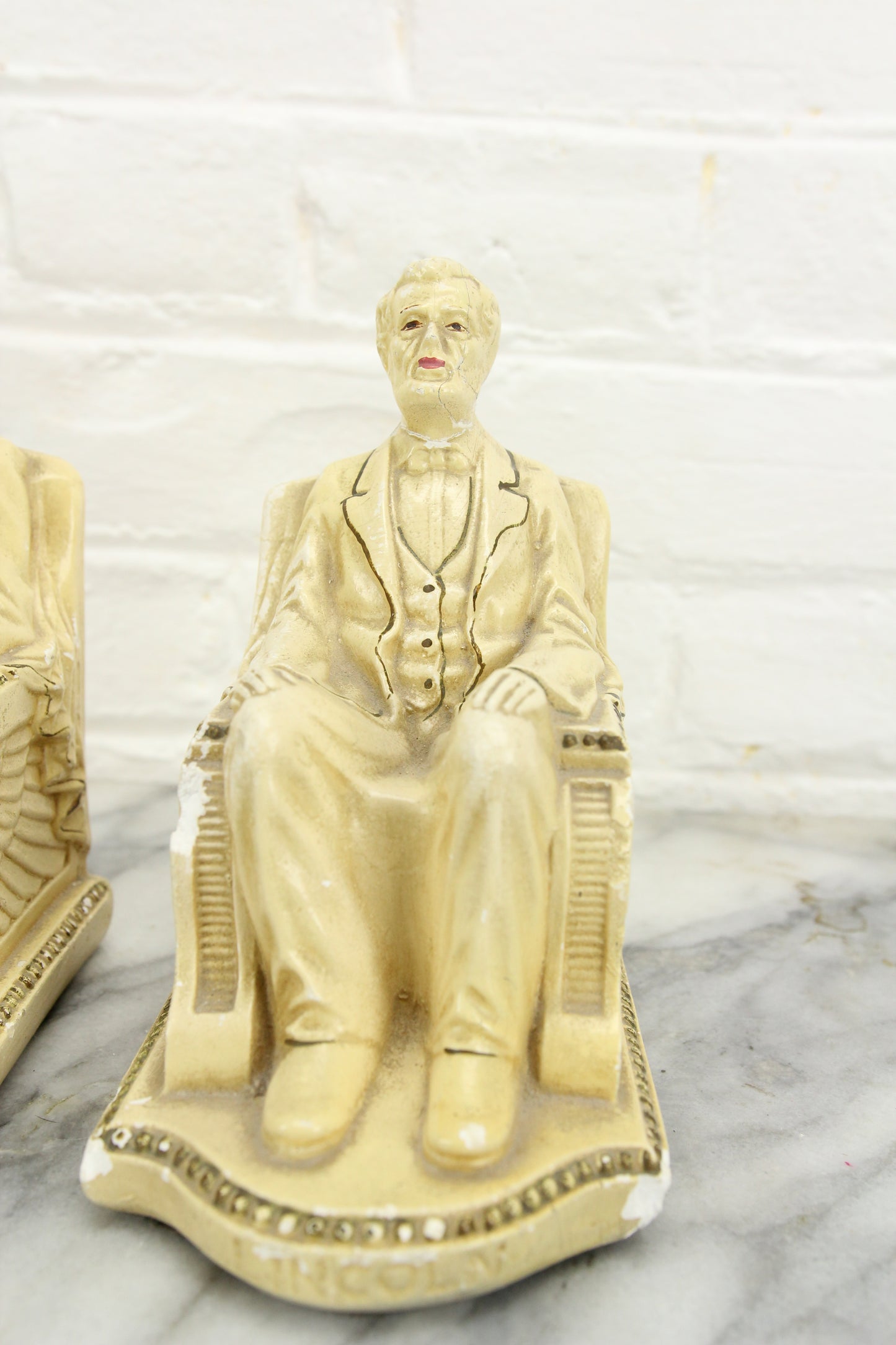 Chalkware Abraham Lincoln Bookends by Roman Art Co. Inc., 1924