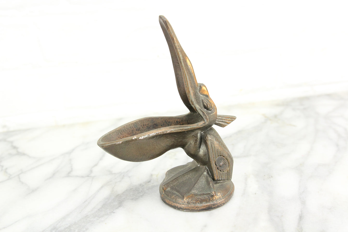 Metal Pelican Beak Ashtray or Pipe Rest, Souvenir of Houston, Texas