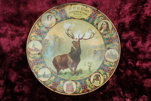 Elks Grand Lodge Reunion Philadelphia Tin Litho Plate, 1907