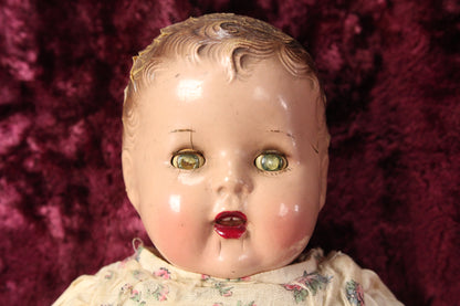 Vintage Composition Doll with Painted Nails and Rotted Sleep Eyes, 24"