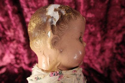 Vintage Composition Doll with Painted Nails and Rotted Sleep Eyes, 24"