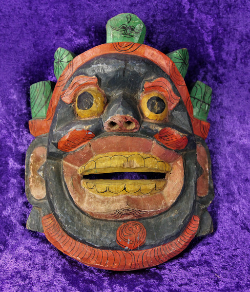 Vintage Hand Carved Wooden Creepy Demon Mask