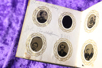 Antique Miniature Photo Album with 56 Gem Sized Tintype Photographs
