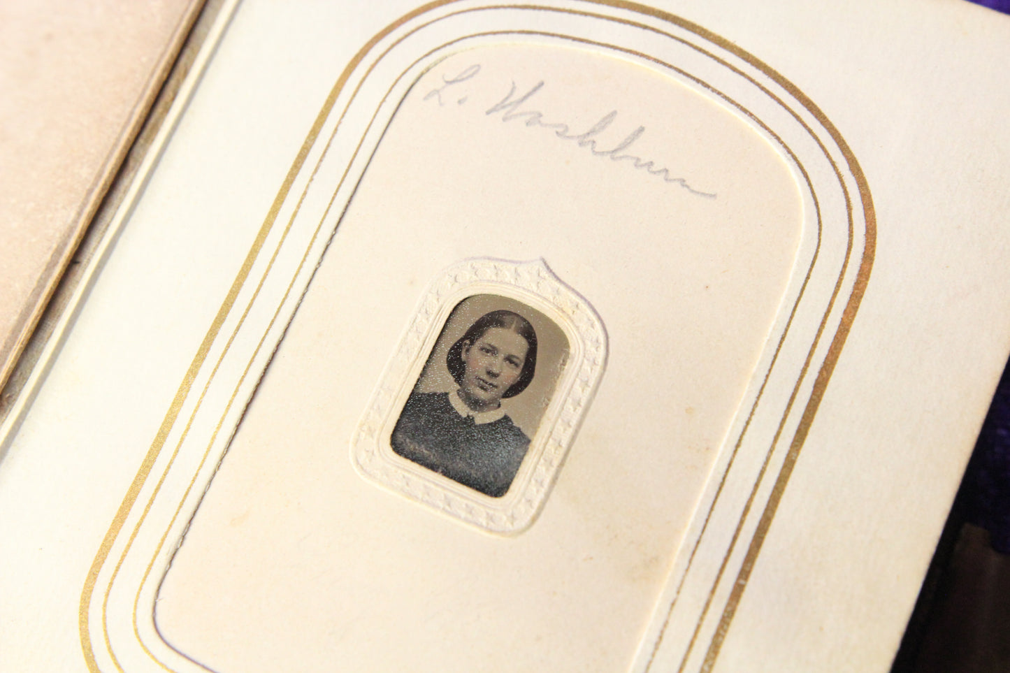 Antique Miniature Photo Album with 15 Matted Gem Sized Tintype Photographs