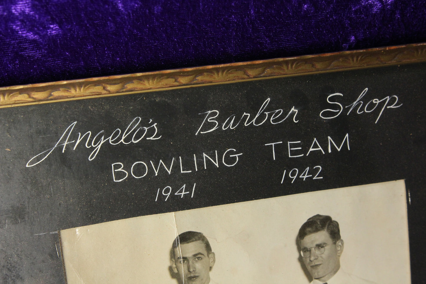 Angelo's Barber Shop Bowling Team Framed Photo, 1941-1942, 12" x 15"
