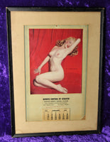 Original Marilyn Monroe Nude Pose Advertising Calendar, 1955