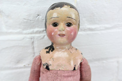 German Minerva Tin Doll Head on Hand Sewn Body, 12"