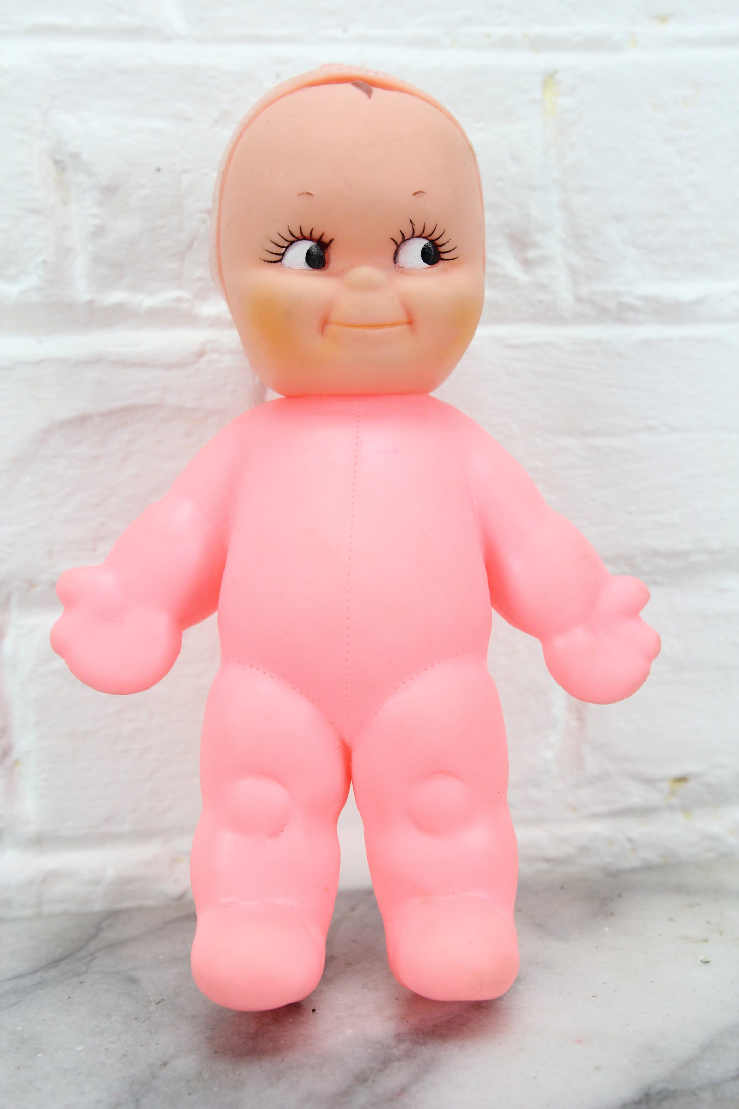 Pink Rubber Kewpie Doll by Cameo, 1963, 8"