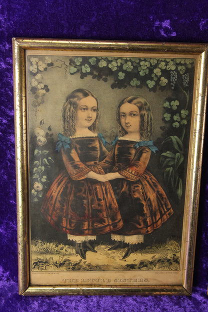 Currier & Ives "Little Sisters" and "Little Brothers" Antique Lithographs, Pair, 10" x 14"