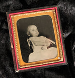 Post Mortem Tintype of a Baby with Tied Wrists in a Case, Sixth-Plate