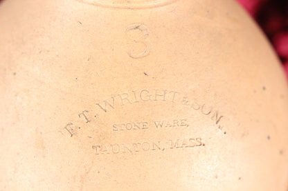 F.T. Wright & Son 3 Gallon Stoneware Jug with Tiger Decoration, Taunton, Mass