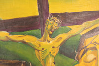 Modernist Oil On Canvas Painting of the Crucifixion of Jesus Christ by Lawrence Bond