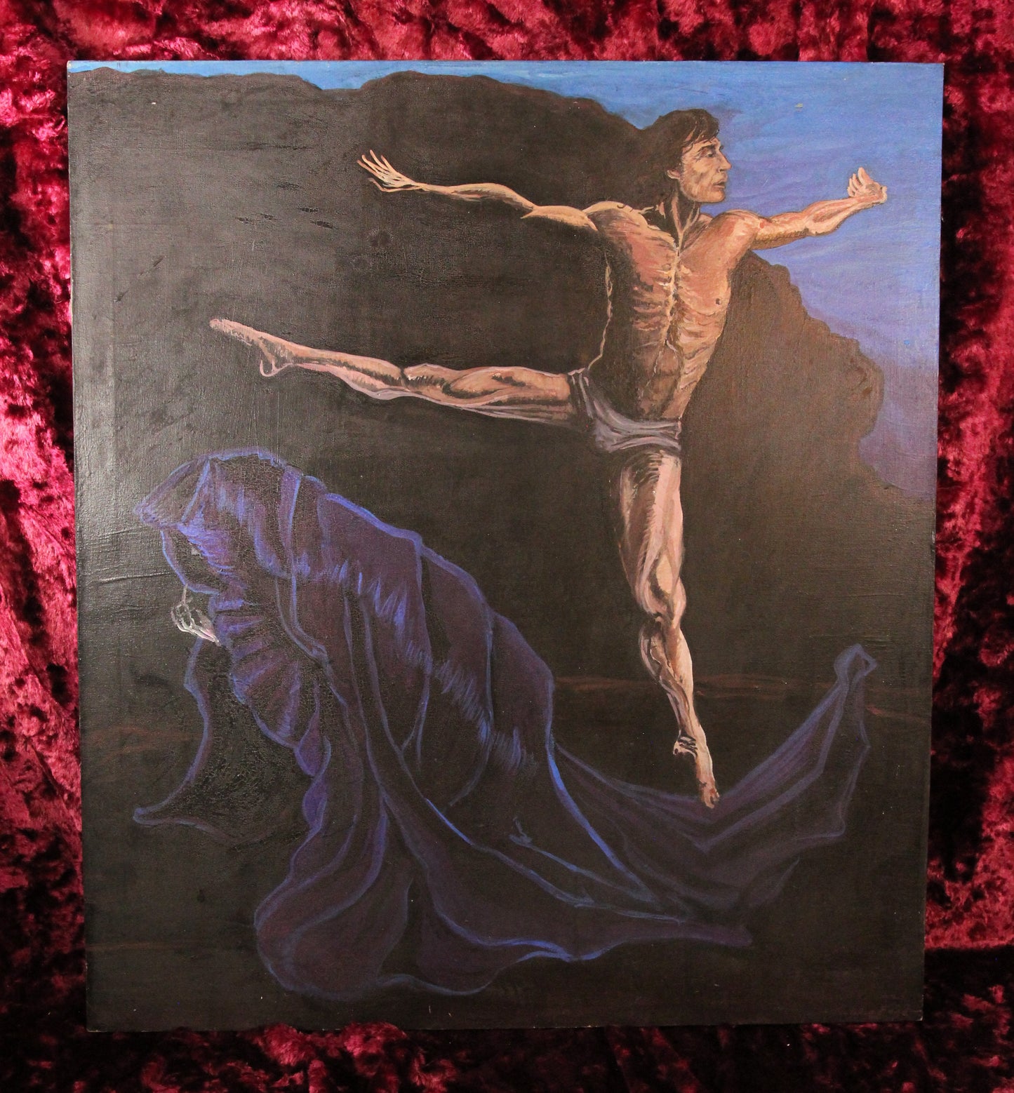 Modernist Oil On Canvas Painting of Grim Reaper and Dancer by Lawrence Bond