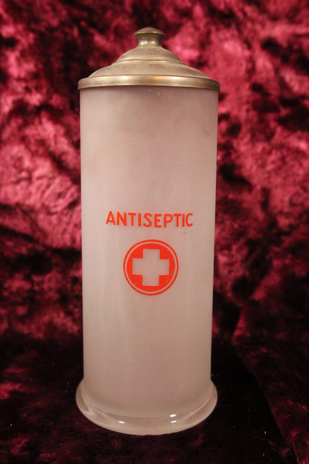 Frosted Glass Antiseptic Comb Jar with Metal Lid, 10