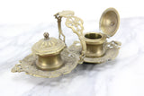 Ornate Brass Double Inkwell