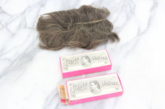 Antique Toupee with Two Boxes of Bambina Toupee Plaster